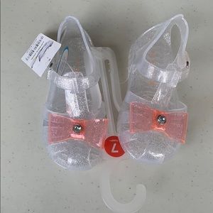 Clear Jelly Sandals w/Pink Bow